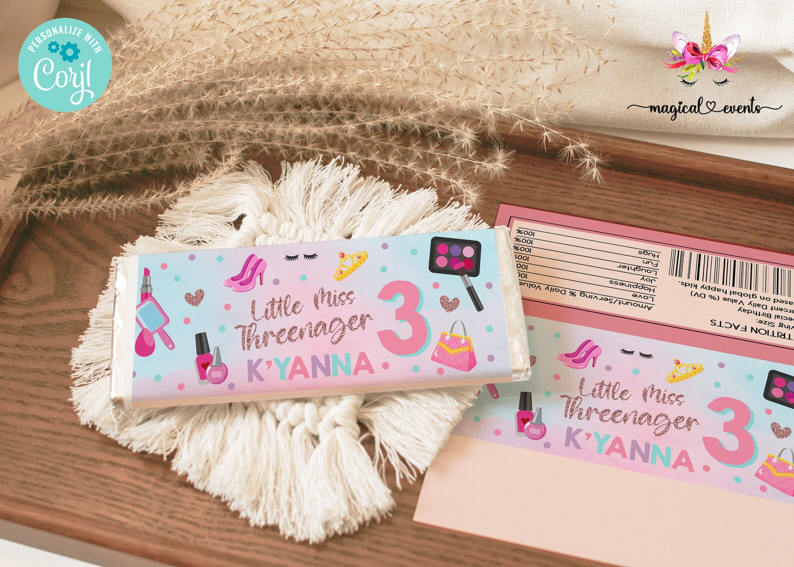 Wrapper Girl Threenager Birthday Candy Wrapper, Girl Threenager Favors, Favor ...