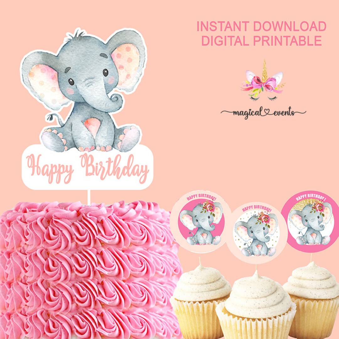 Happy Cakes エシャルプ　ピンク Happy Birthday Cake Topper, Custom Cake Topper, Personalized