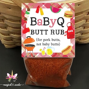 Pli pour frotter les fesses BABYQ en deux, faveur de baby shower pour barbecue, frotter les fesses de porc pour baby shower, imprimable numérique, téléchargement immédiat, étiquette 3 x 6 po.