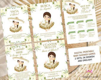 Charra, Mexican girl baby shower games bundle, games package, games pack, español spanish & english, juegos de baby shower, Charra bebe.