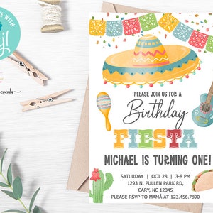 Boy Birthday Fiesta, boy fiesta birthday invitation, any age invite, fiesta invitation, digital printable, no time to siesta, let&#39;s fiesta.
