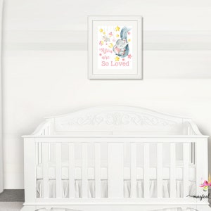 Girl elephant wall art, baby elephant mom trunk, digital printable, instant download, you are so loved, nursery wall decor, elephant decor.