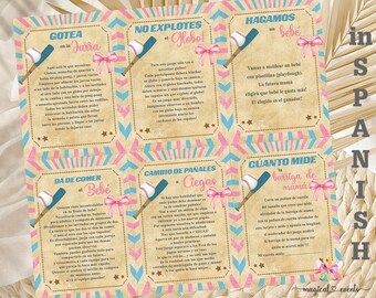Baseballs or bows SPANISH gender reveal games bundle, games package, games pack, español spanish, paquete de juegos de revelacion de genero.