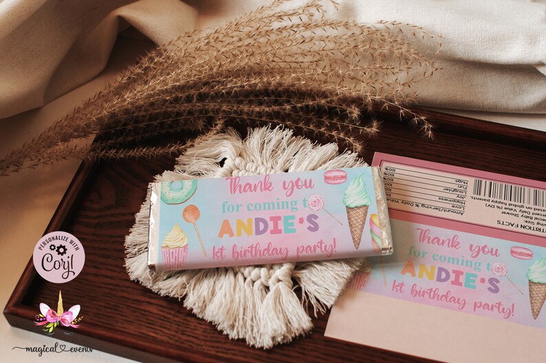 SWEET ONE Girl First BIRTHDAY Candy Wrapper, Girl 1st First Birthday ...