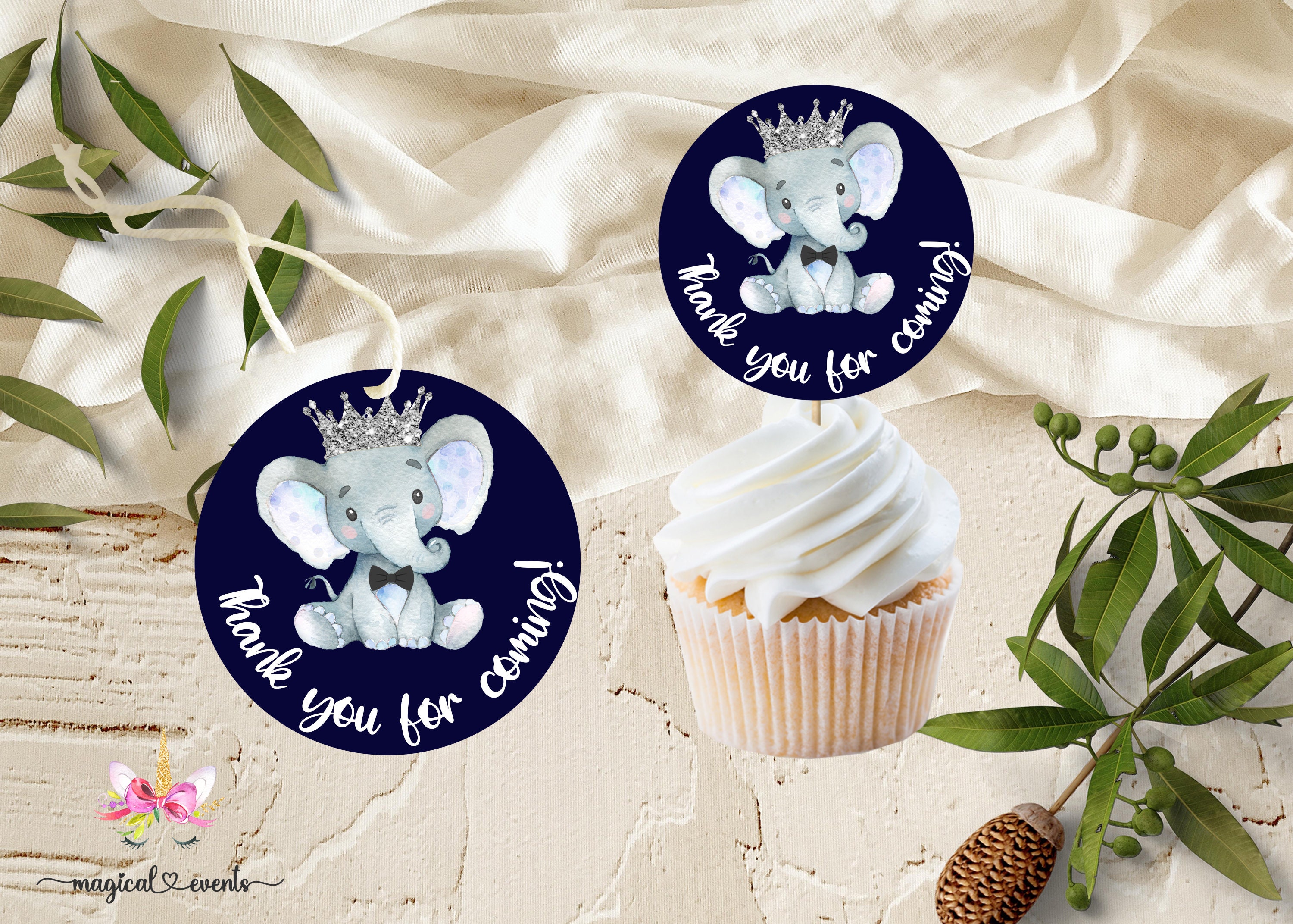Set Decorazioni Baby Shower Elefante Blu – 80 Pezzi: Centrotavola, Cartelli Benvenuto, Topper Cupcake E Adesivi Ringraziamento