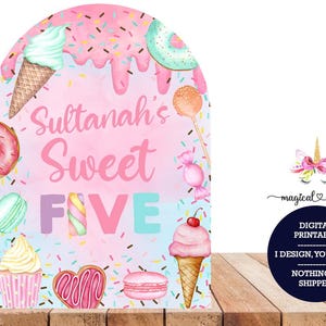 DIGITAL IMAGE, digital printable, digital backdrop, I design you print nothing is shipped, Sweet Five candy sweets girl birthday backdrop.