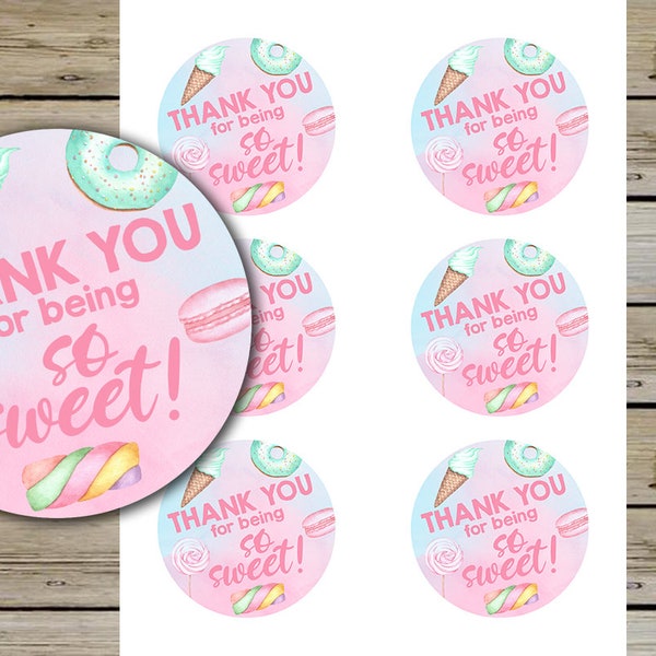 Sweet One thank you stickers, girl first, 1st birthday party favor, favors, sweet one birthday, 3 inch thank you stickers, instant download.
