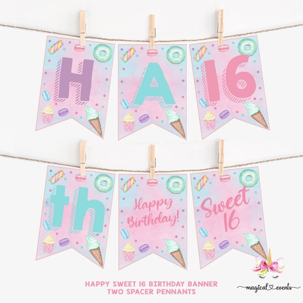 Sweet 16 Candy Banner - Etsy