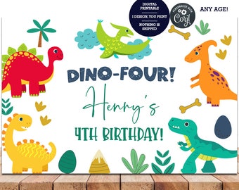 DIGITAL IMAGE, digital printable, digital backdrop, You print nothing is shipped, Corjl dinosaurs boy birthday backdrop, dinos, any age.