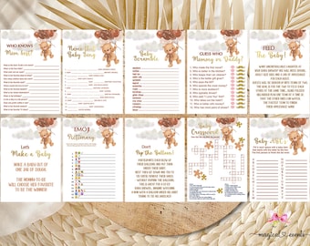 We can bearly wait baby shower games bundle, boy baby shower games, games package, baby shower games pack, bundle, bearly wait, teddy bear.