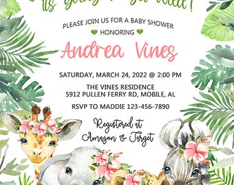 Hadley Designs 25 Elefanten Einladungen – Babyparty, Safari-Thema, 13x7 Cm, Blanko Zum Selbstbeschriften