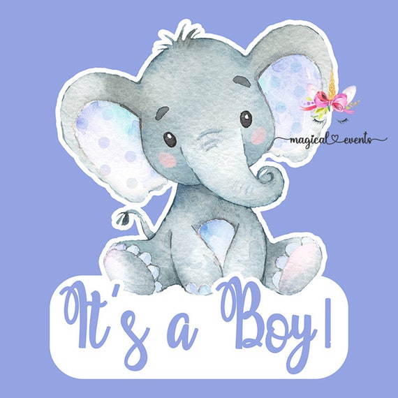 Blue Elephant Boy Baby Shower Cake Topper or Centerpiece, Boy
