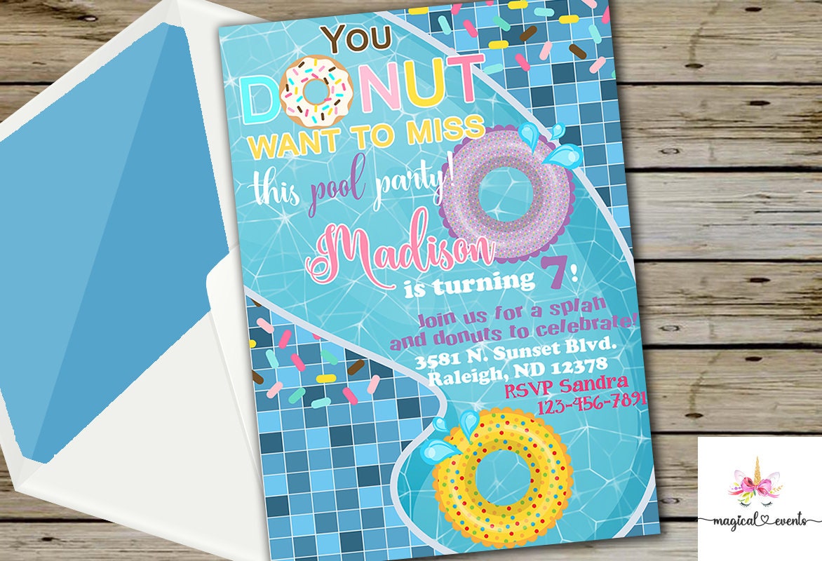 Invitation Danniversaire Bash A La Fete De La Piscine Etsy France