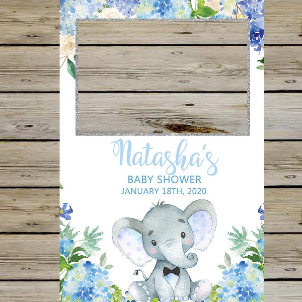 Elephant baby shower photo booth prop sign, 24x36 baby shower photo booth prop sign, boy baby shower, digital printable customized with name