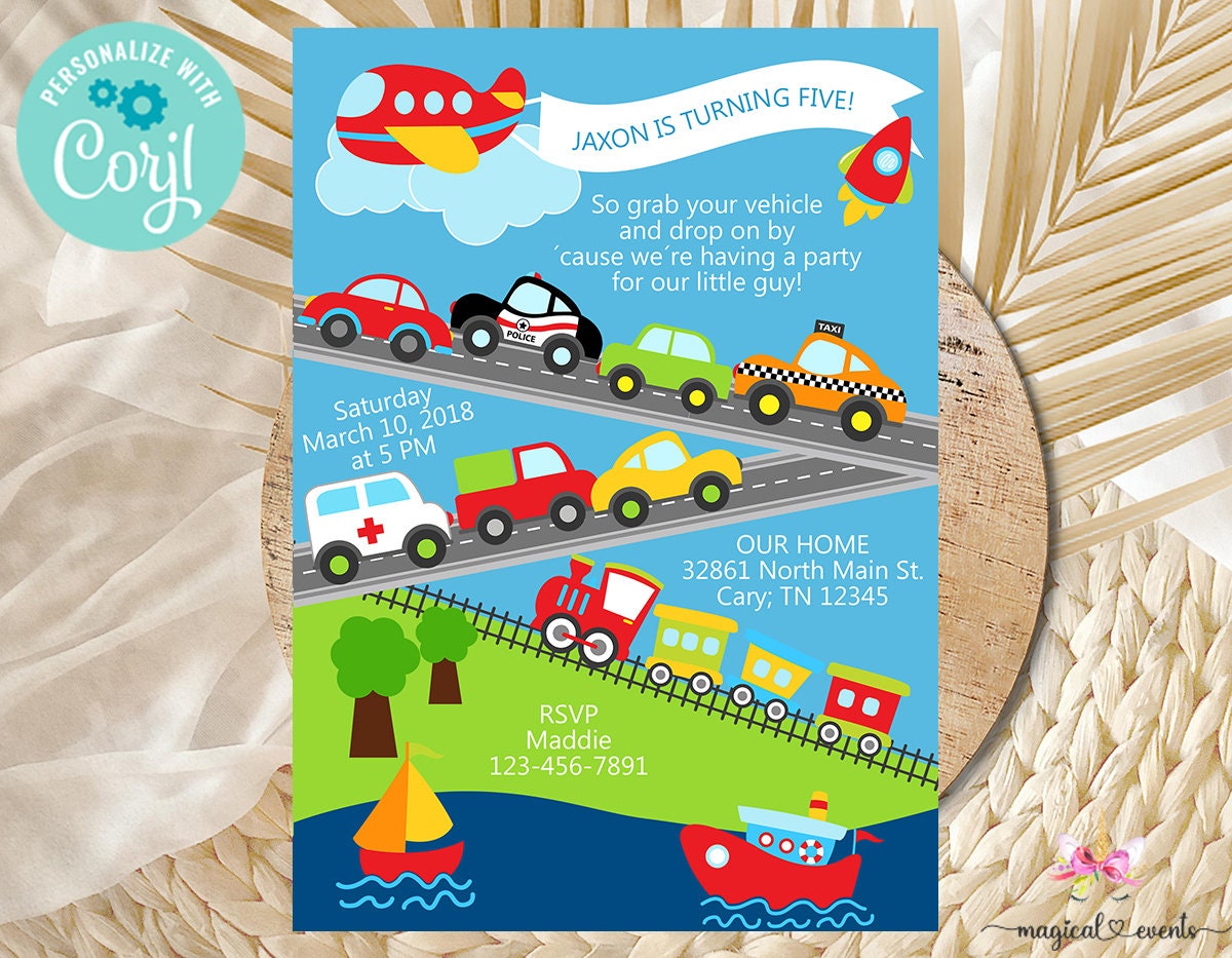 Sfondo Per Compleanno Bambini – 2.1x1.5m, Cielo Blu Con Auto, Treno E Mongolfiera, In Poliestere - 3