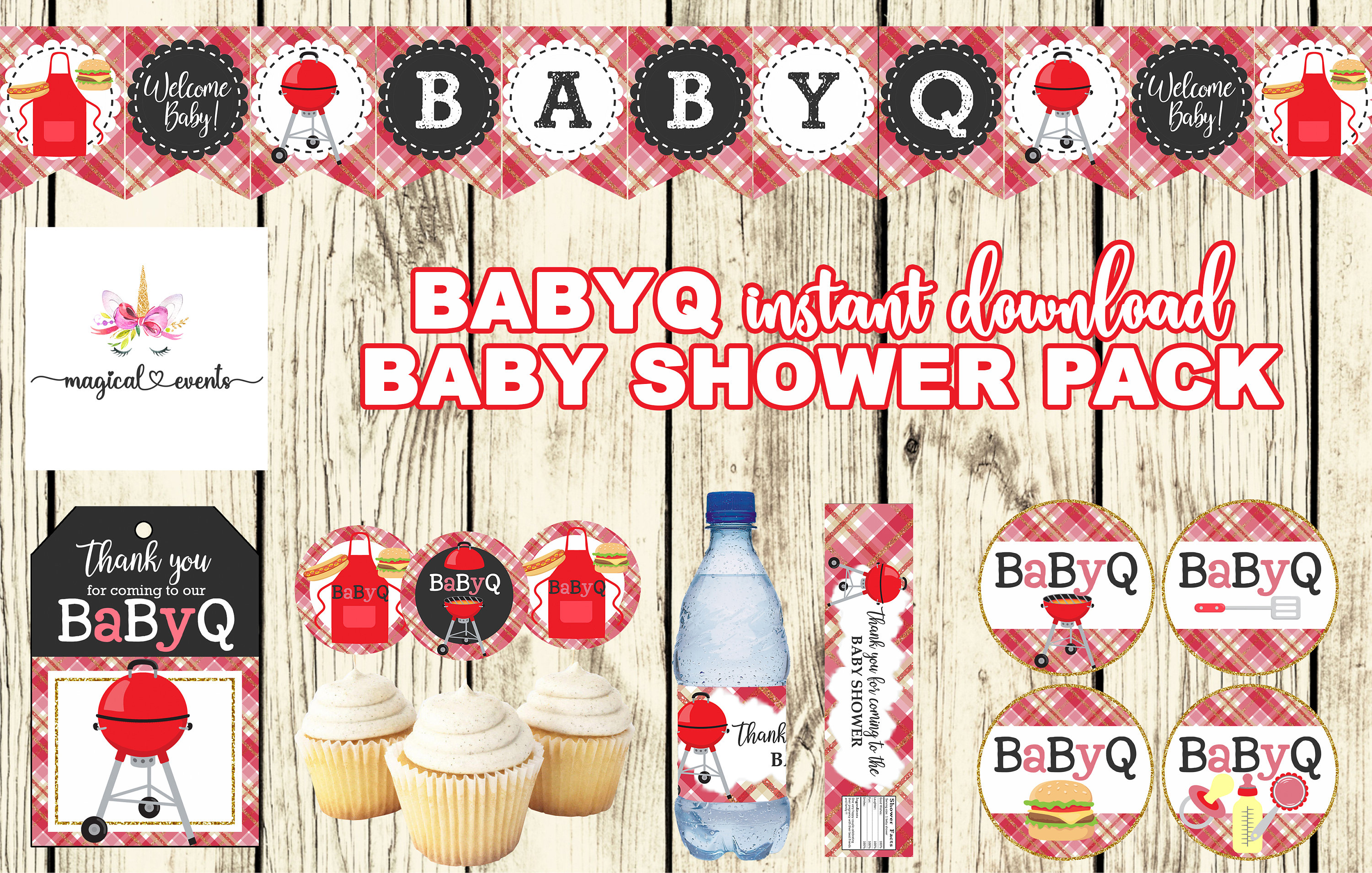 BBQ Barbecue Babyq Baby Shower Bundle Baby Shower Banner Etsy