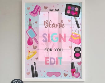 8X10 and 5X7 BLANK Threenager girl baby shower signs, blank signs, unlimited signs, digital threenager signs, corjl editable printable.