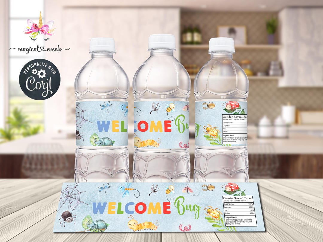 Water Bug Label BUGS Boy Baby Shower Water Bottle Labels, Bugs / Insects Baby Shower ...