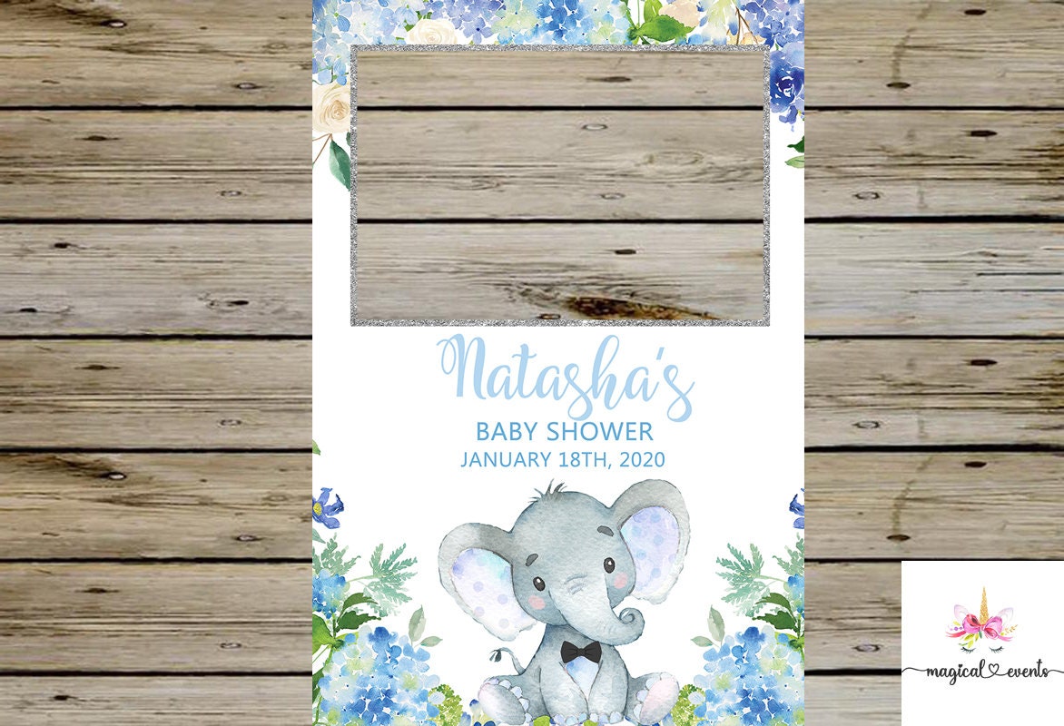 Elephant baby shower photo booth prop sign 24x36 baby shower photo booth prop sign boy baby shower digital printable