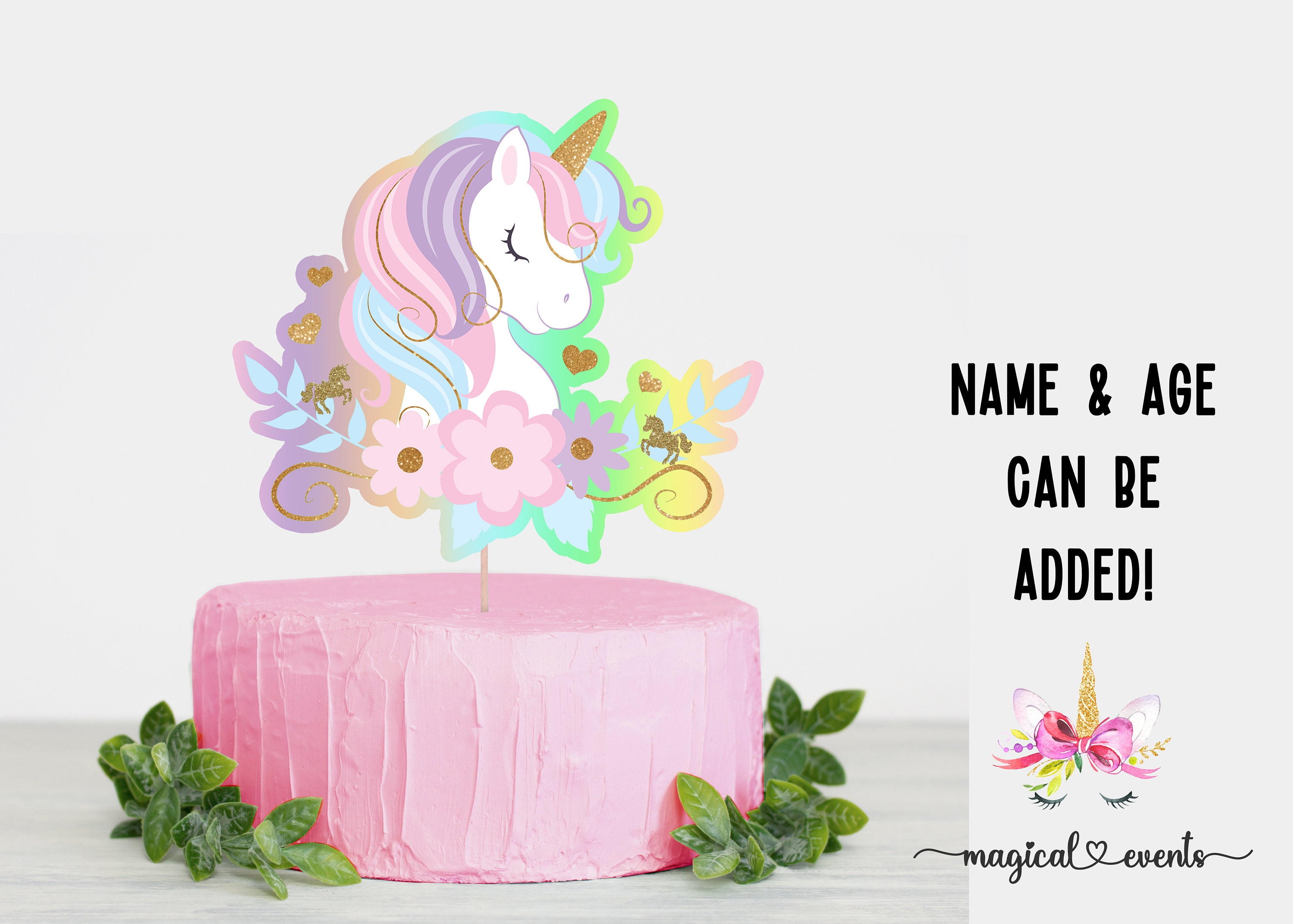 Magical Unicorn Edible Cake Topper Image Frame