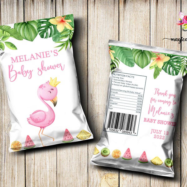 Flamingo Baby Shower Chip Bag Etsy