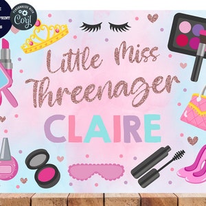 DIGITAL IMAGE digital printable digital backdrop, I design you print nothing is shipped, Threenager girl 3rd third birthday backdrop, corjl.