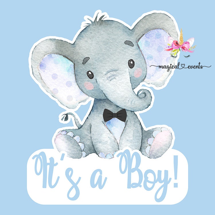 Blue Elephant With Bow Tie Boy Baby Shower Cake Topper or Etsy