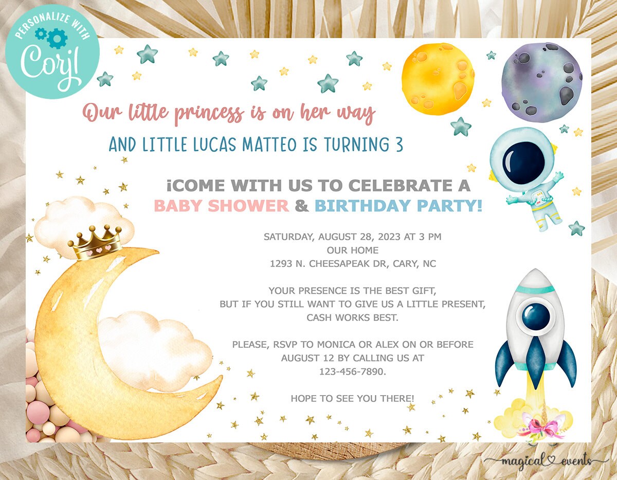 Combined Invitation Baby Shower and Birthday Party
