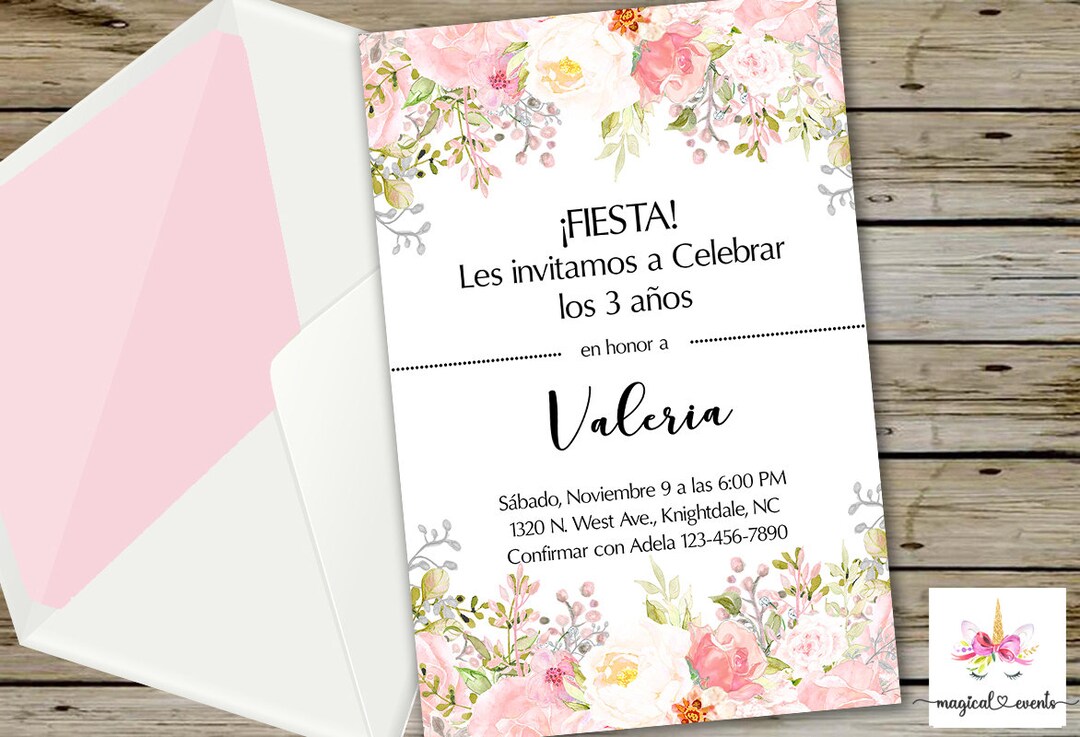 Fiesta Spanish Birthday Invitation Español Pink Blush - Etsy