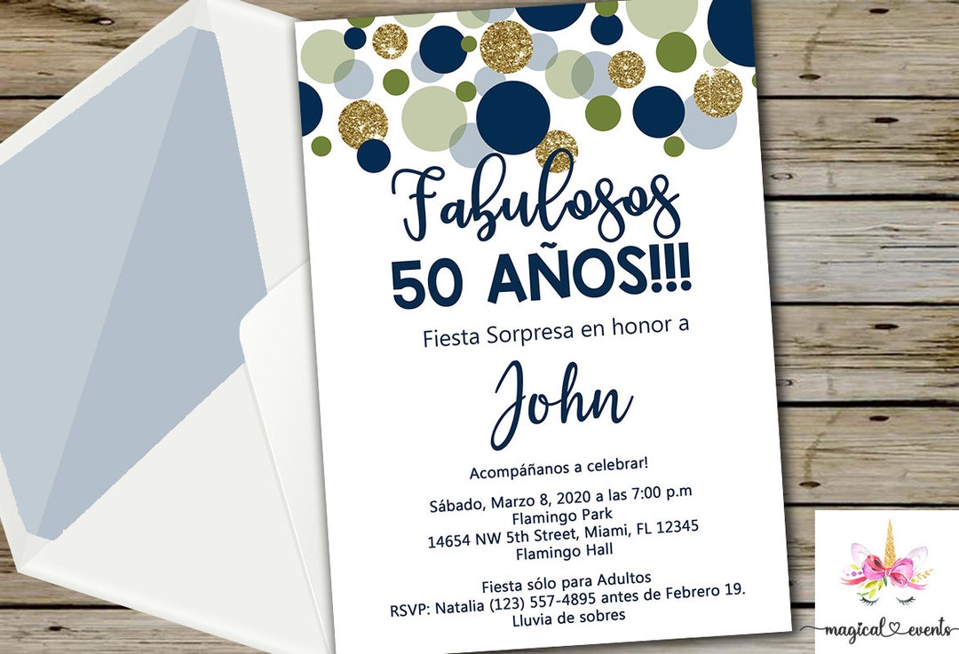 Fabulosos 50 Años Spanish Birthday Invitation Español Etsy