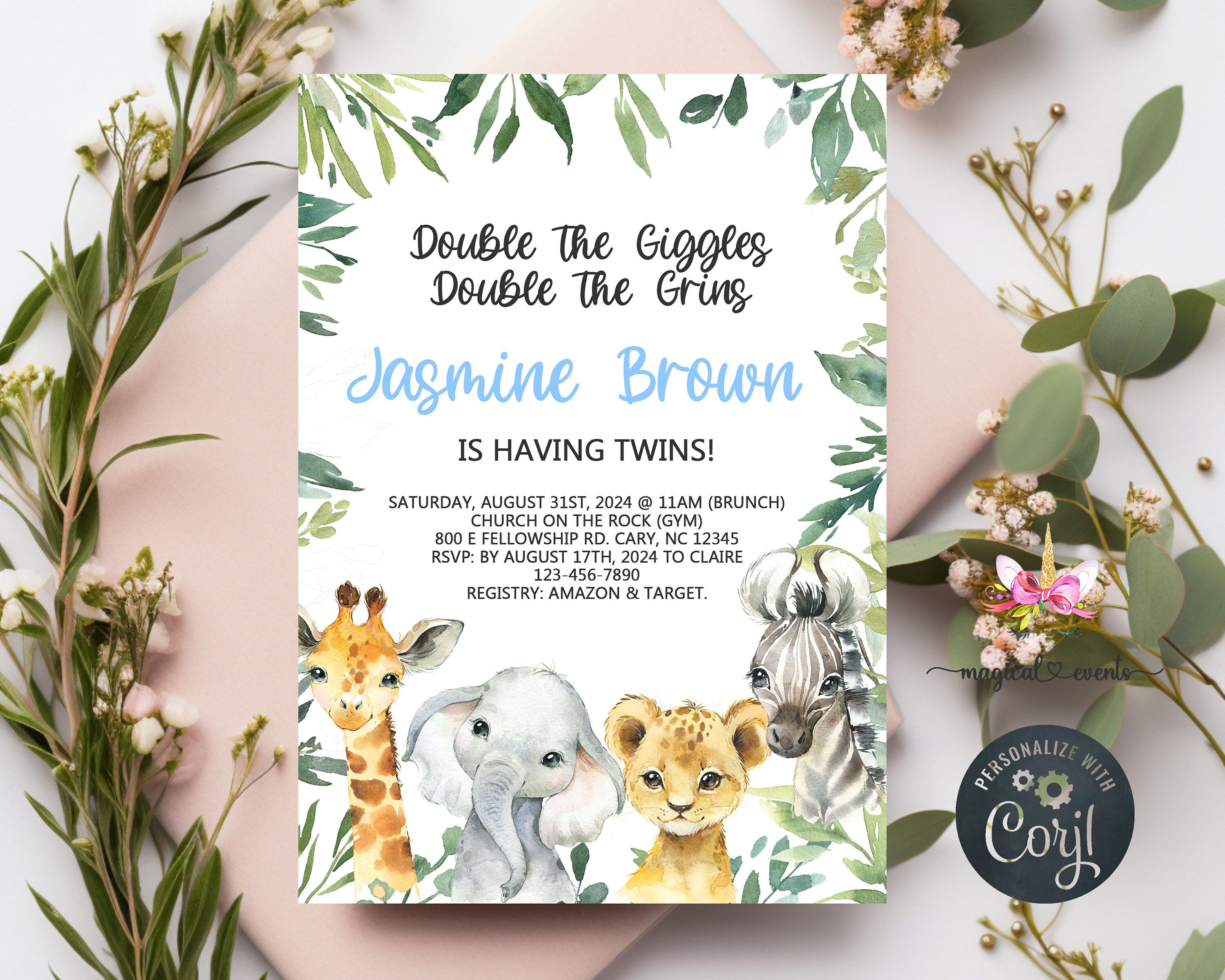 Baby Dusche Einladung Vorlage mit wild Tiere 21524160 Vektor Kunst bei  Vecteezy, image size:3000x2400