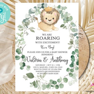Lion Baby Shower Invitation, Boy Lion Baby Shower Invite, Safari Lion ...