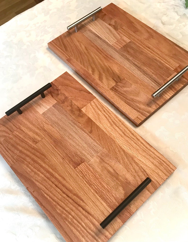 Edgeglued Oak Charcuterie Board Serving Tray With Custom Etsy