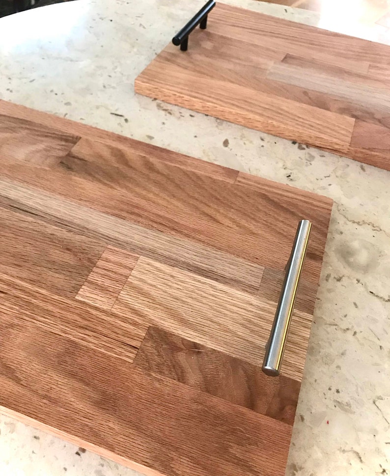Edgeglued Oak Charcuterie Board Serving Tray With Custom Etsy