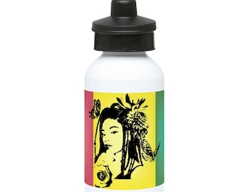 400ml Water Bottle Braids vertical rasta flag pastel colours design by Cass design by Cass-sustainable drink wear urban fashion accessory