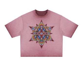 Unisex Reverse Dyed Boxy Sunburst Streetwear T-Shirt