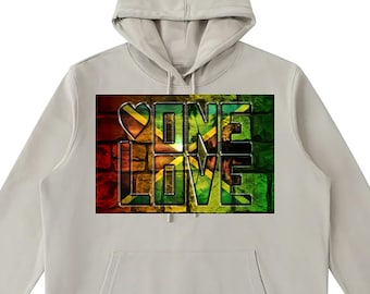Essential Oversized One Love Set In Stone Streetwear Hoodie in a range of colours and sizes, carnival apparel and urban reggae fashion