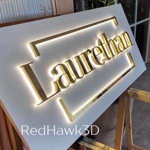 Custom Logo Sign, Backlit Metal Sign, Sign for Business, Illuminated Letter Sign, Salon Sign, Outdoor LED Lightup Sign, Storefront Signboard