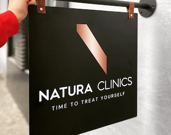 Modern Cafe Sign, Outdoor Metal Flag Sign, Business Sign, Company Logo, Custom Double Sided Sign, Outdoor Street Sign, Hanging Blade Sign