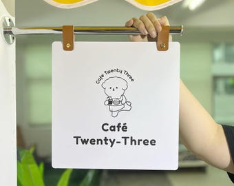 Custom Double Sided Sign, Modern Cafe Sign, Outdoor Metal Flag Sign, Business Sign, Company Logo, Outdoor Street Sign, Hanging Blade Sign