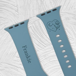Custom Apple Silicone  Watch Band, Laser Engraved – Watch Strap Icon Watch Band for 9 Ultra 8 7 6 5 4 3 2 1 SE Women Men (Celestial Rose)