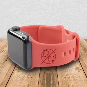 Custom Apple Silicone Watch Band Laser Engraved – Watch Strap Monogram Names Band for 9 Ultra 8 7 6 5 4 3 2 1 SE Women Men (Design 2)
