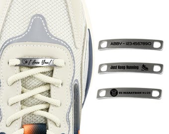 Custom Engraved 2Pcs Metal Shoe Tag, Nameplate/Monogram Initials Charms for Shoe Sneakers, Shoe Accessory for Men Women, Gift for Runners