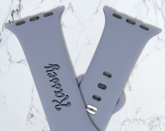 Custom Apple Silicone Watch Band Laser Engraved – Watch Strap Personalized Names Band for 9 Ultra 8 7 6 5 4 3 2 1 SE Women Men (Autolova)