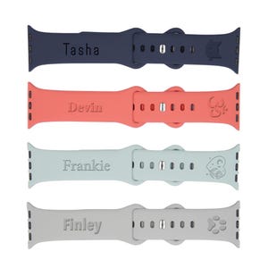 Custom Apple Silicone  Watch Band, Laser Engraved – Watch Strap Icon Watch Band Compatible w/ Apple Watch Series 9 Ultra 8 7 6 5 4 3 2 1 SE