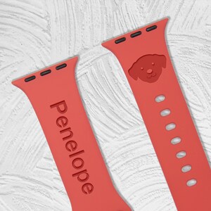 Custom Apple Silicone  Watch Band, Laser Engraved – Watch Strap Icon Watch Band for 9 Ultra 8 7 6 5 4 3 2 1 SE Women Men (Puppy)