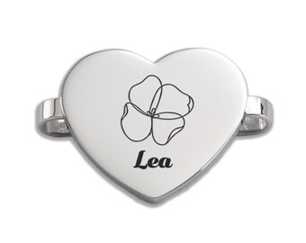 Personalized Oval Heart Metal Stud Apple Watch Band Charm Accessory for 18mm-22mm Silicone Smartwatch Band, Engraved Stainless Steel Plate