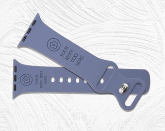 Personalized Logo Design Silicone Apple Watch Band, Laser Engraved – Watch Strap Icon for Apple Watch Series 9 Ultra 8 7 6 5 4 3 2 1 SE