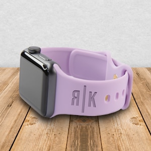 Custom Apple Silicone Watch Band Laser Engraved – Watch Strap Monogram Names Band for 9 Ultra 8 7 6 5 4 3 2 1 SE Women Men (Design 4)