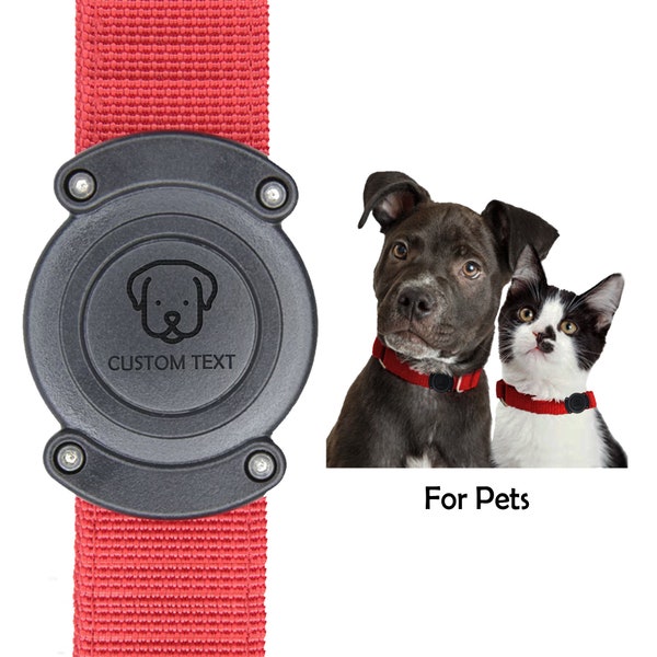 Waterproof Custom Pet Airtag Holder, Engraved AirTag Mount for Dog and Cat Collar and Harness